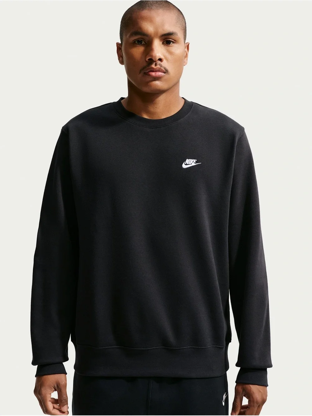 Nike Men’s Black Crewneck Sweatshirt with White Swoosh